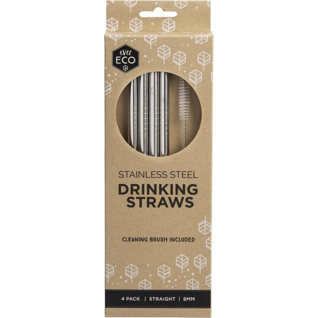 Ever Eco - Stainless Steel Straws Straight 4pk