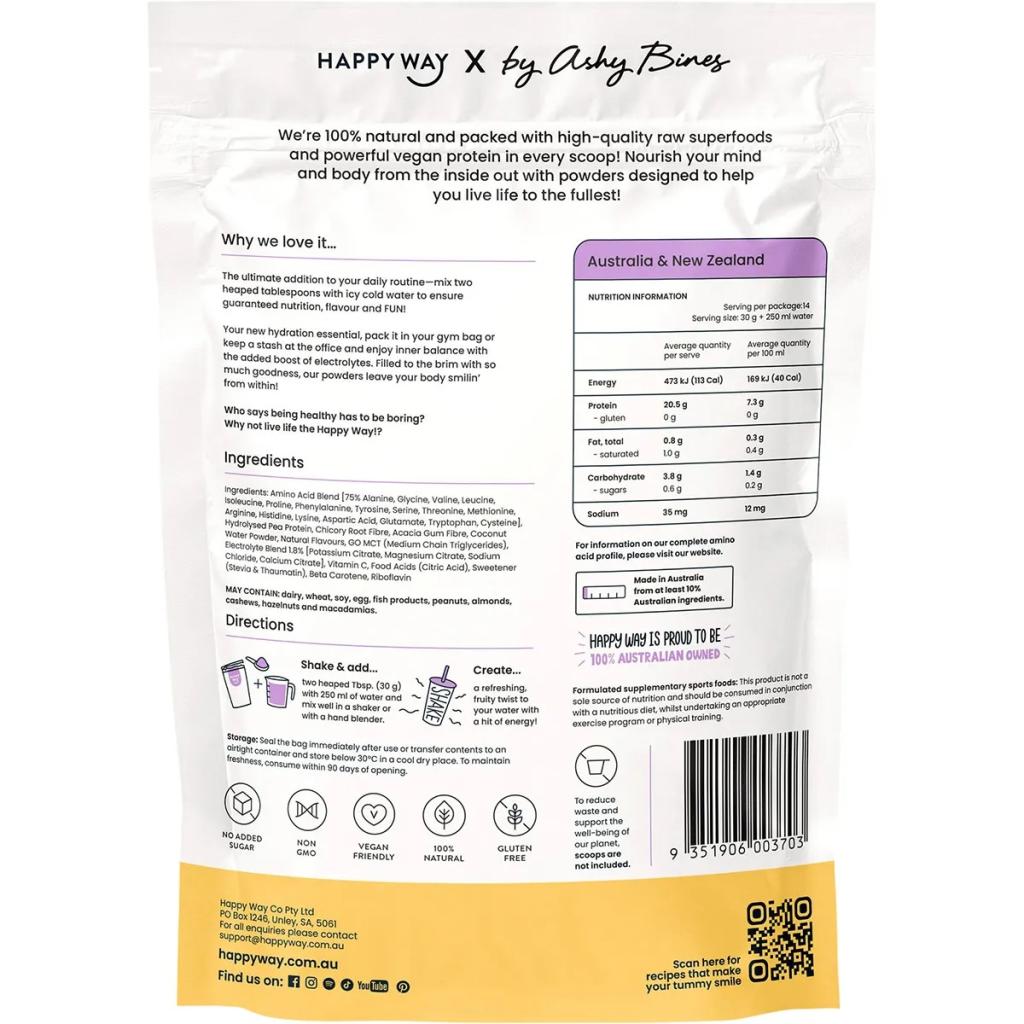 Happy Way - Ashy Bines Vegan Protein Water Passionfruit 420g