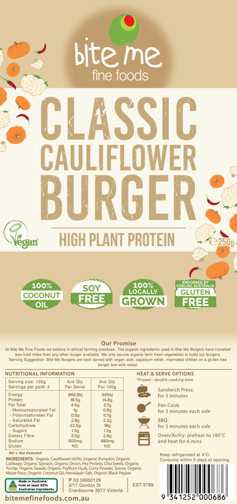 Bite Me - Classic Cauliflower Burger 250g
