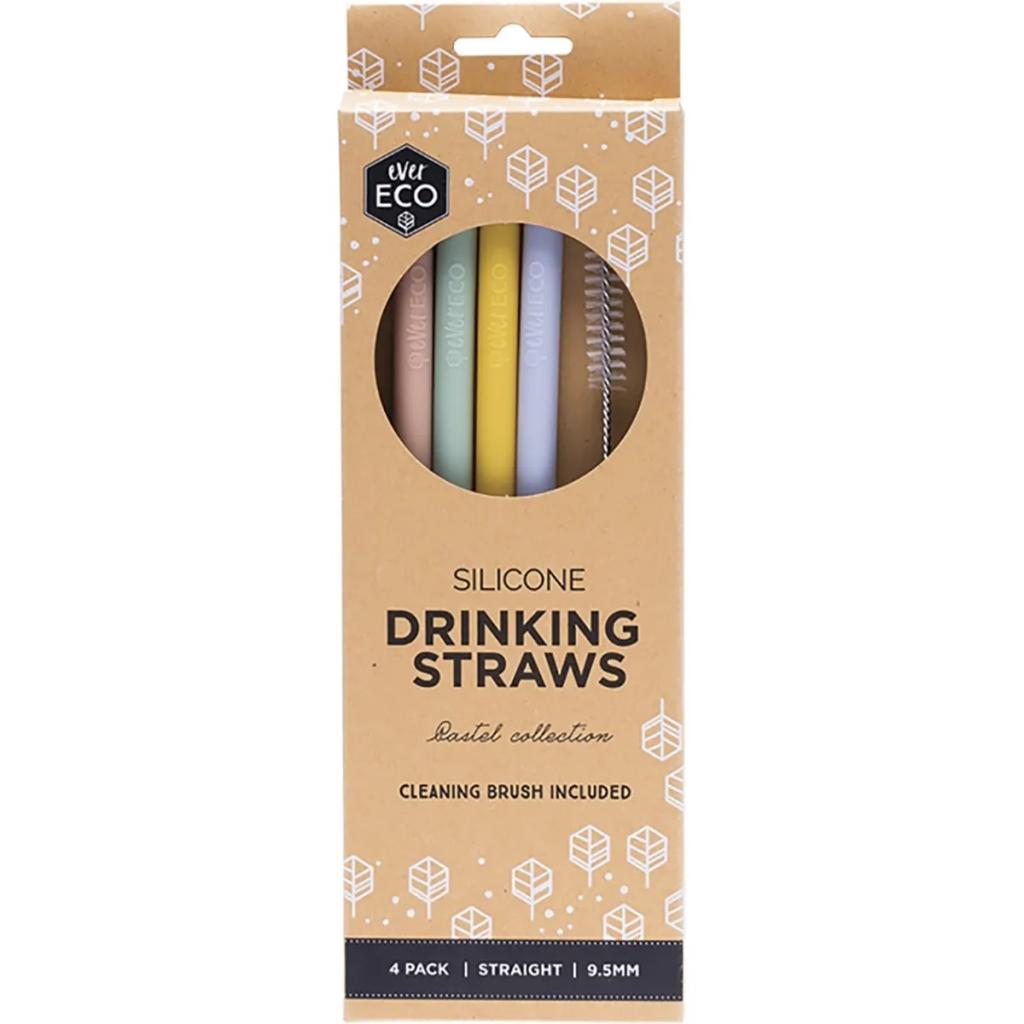 Ever Eco - Silicone Straws Straight Pastel Collection 4pk