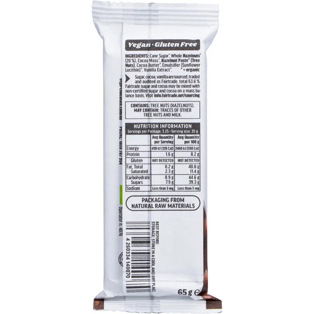 Vego - Whole Hazelnut Chocolate Bar Mini 65g