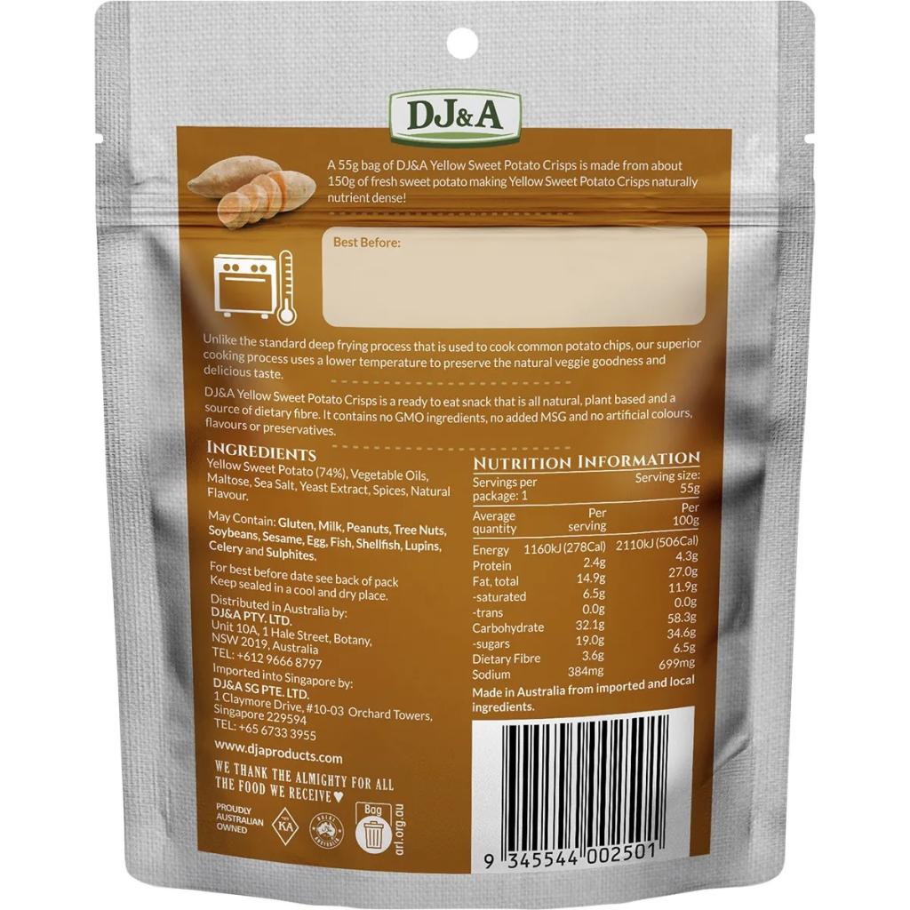 DJ & A - Yellow Sweet Potato Crisps 55g