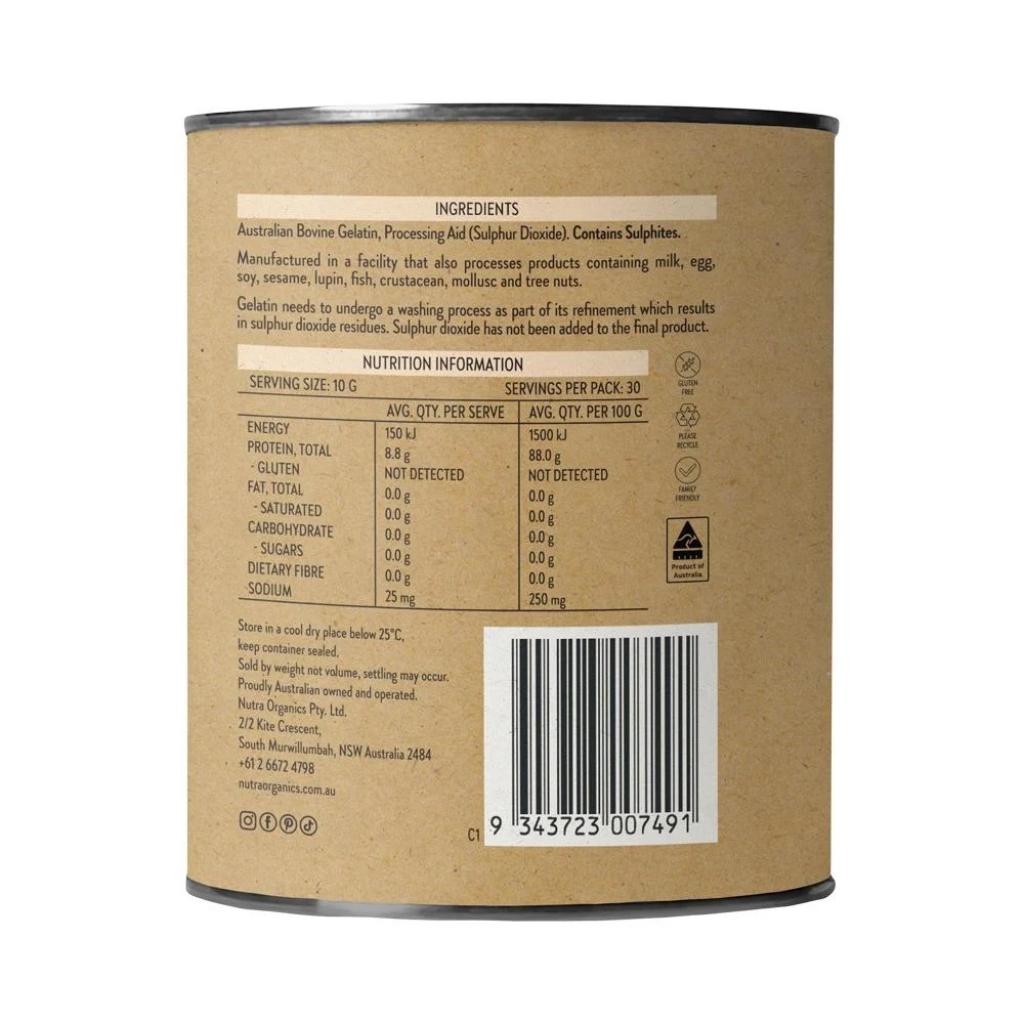 Nutra Organics - Australian Gelatin Unflavoured 300g