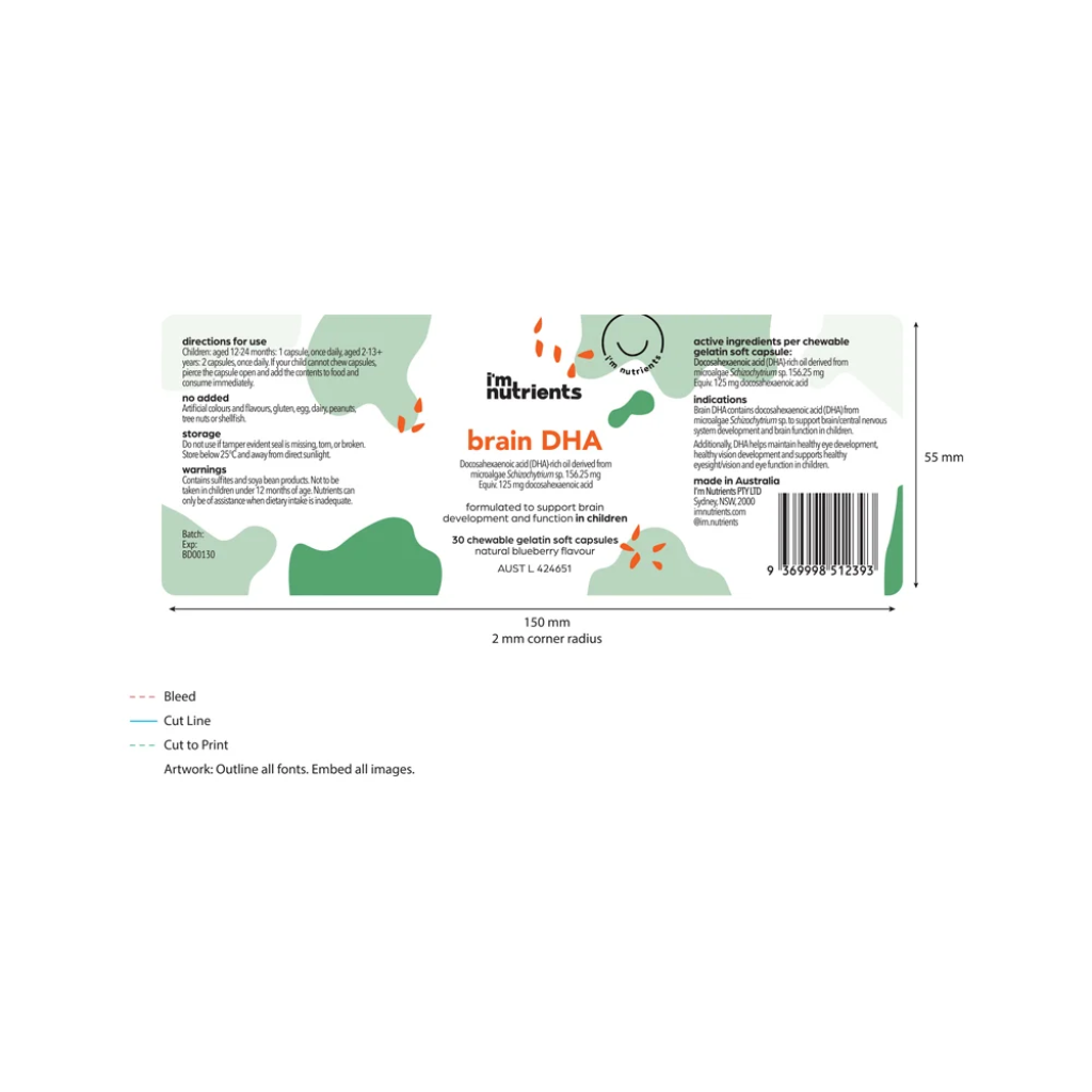 I'm Nutrients - Brain DHA Chewable (Blueberry) 30c