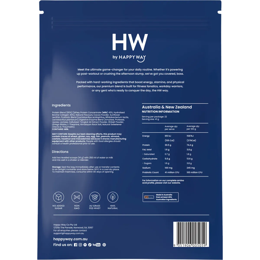 Happy Way - Men's Premium Whey Protein Powder Chocolate 900g