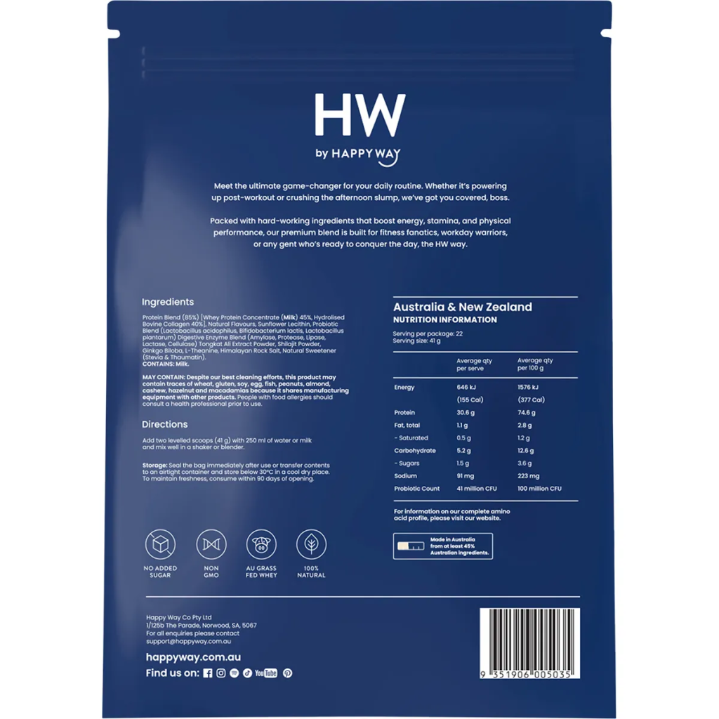 Happy Way - Men's Premium Whey Protein Powder Vanilla 900g