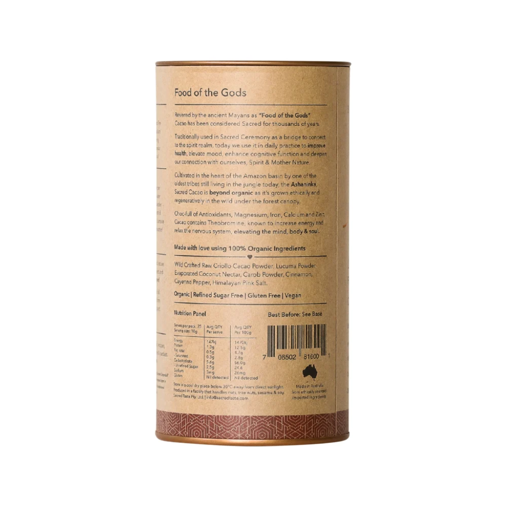 Sacred Taste - Organic Drinking Cacao (Chilli Cacao) Fire 250g