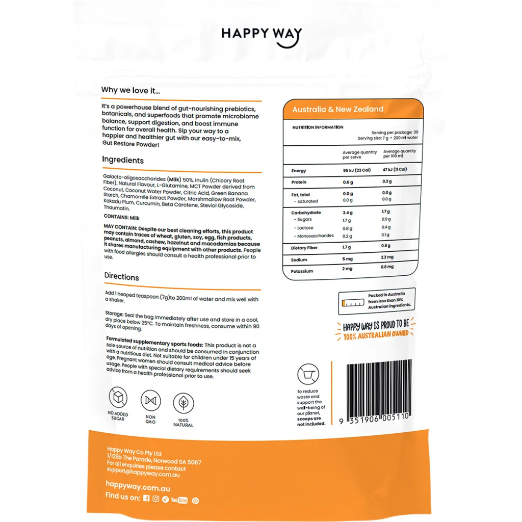 Happy Way - Gut Restore Powder Tropical 210g