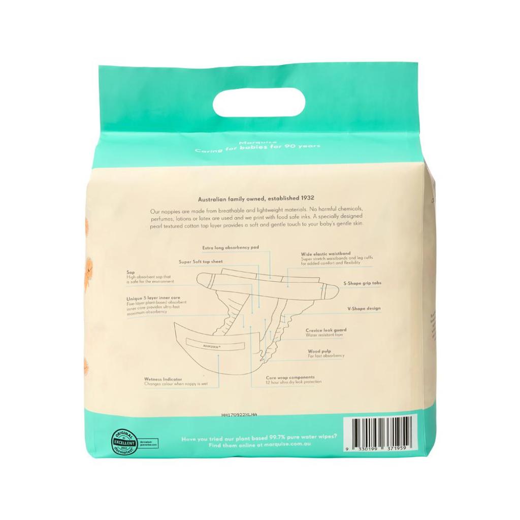 Marquise - Premium Nappies Size 5 (73% Plant Based) Walker (13 - 18kg) x 16 Pack