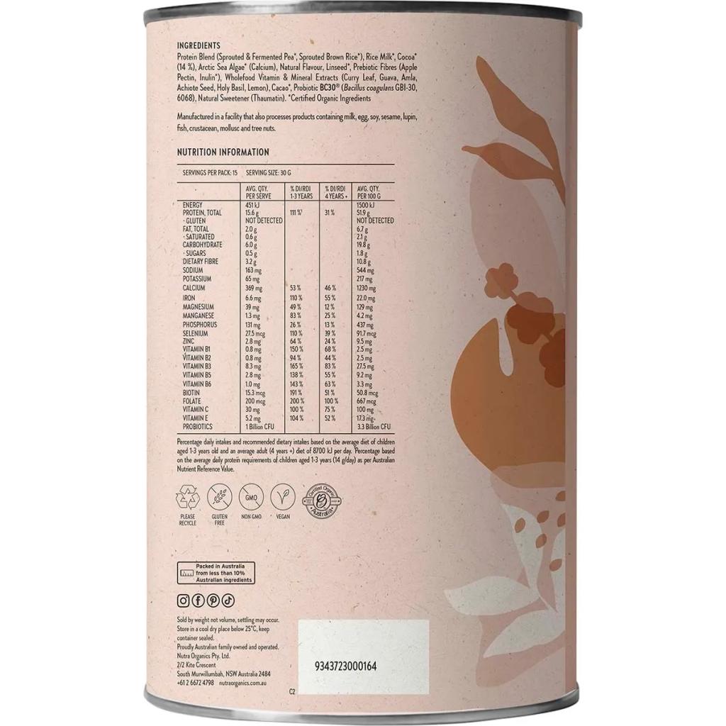 Nutra Organics - Thriving Protein Double Choc 450g