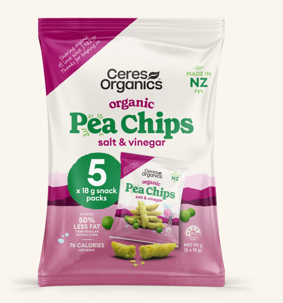 Ceres Organics - Salt & Vinegar Pea Chips 5 pack 90g
