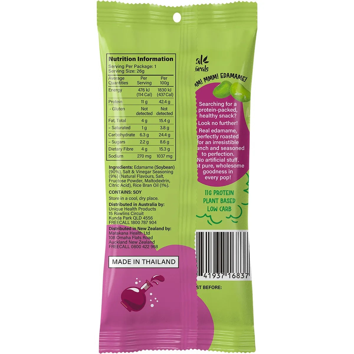 Real Naturals - Protein Edamame Pops Salt & Vinegar 26g