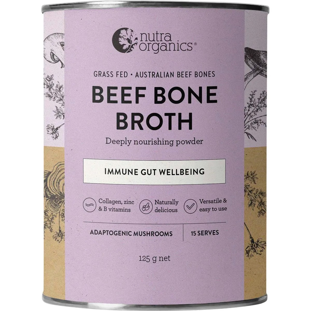 Nutra Organics - Bone Broth Beef Adaptogenic Mushroom 125g