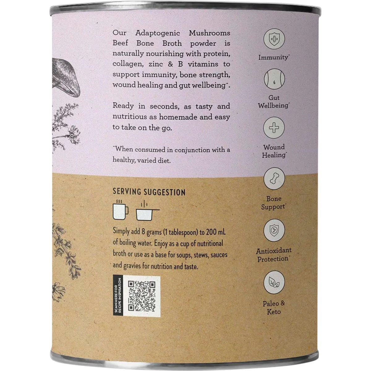 Nutra Organics - Bone Broth Beef Adaptogenic Mushroom 125g