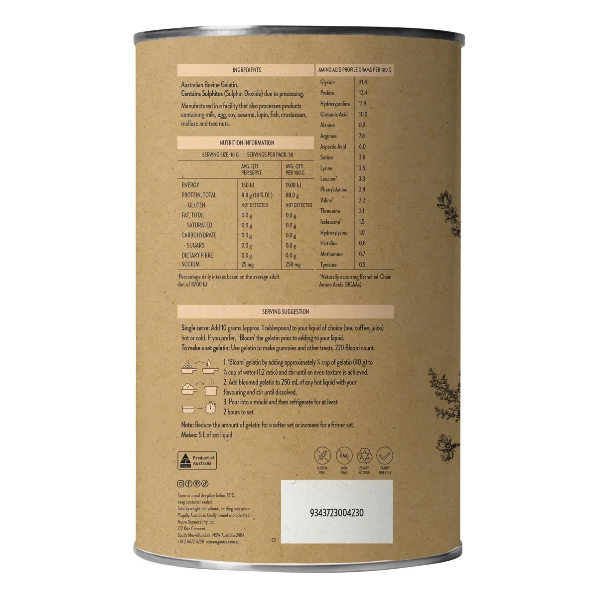 Nutra Organics - Australian Gelatin 500g