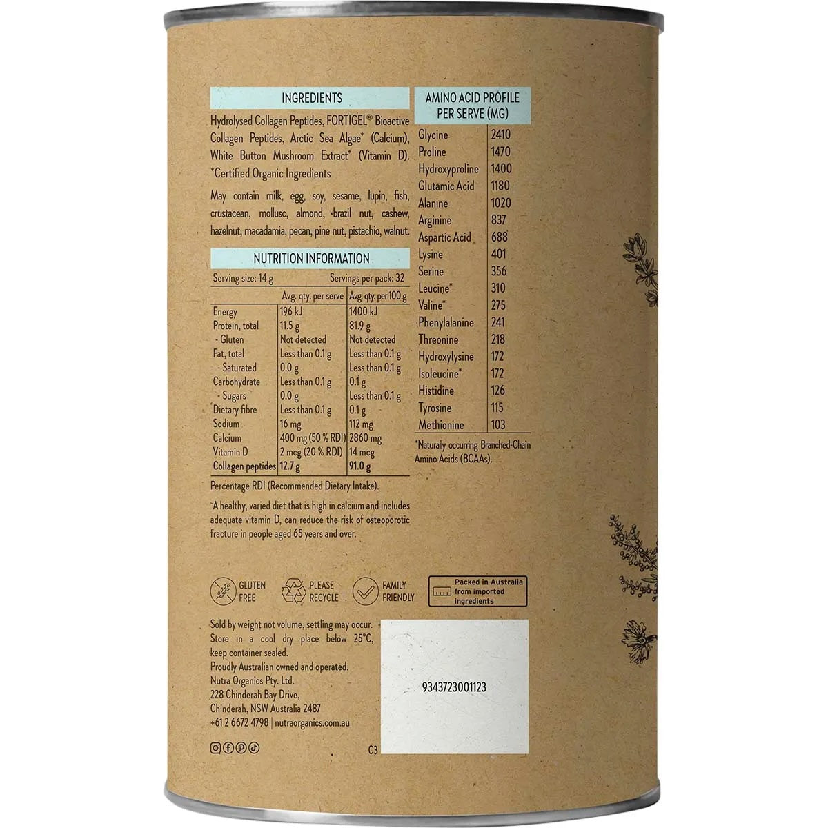 Nutra Organics - Collagen Joints + Bones 450g