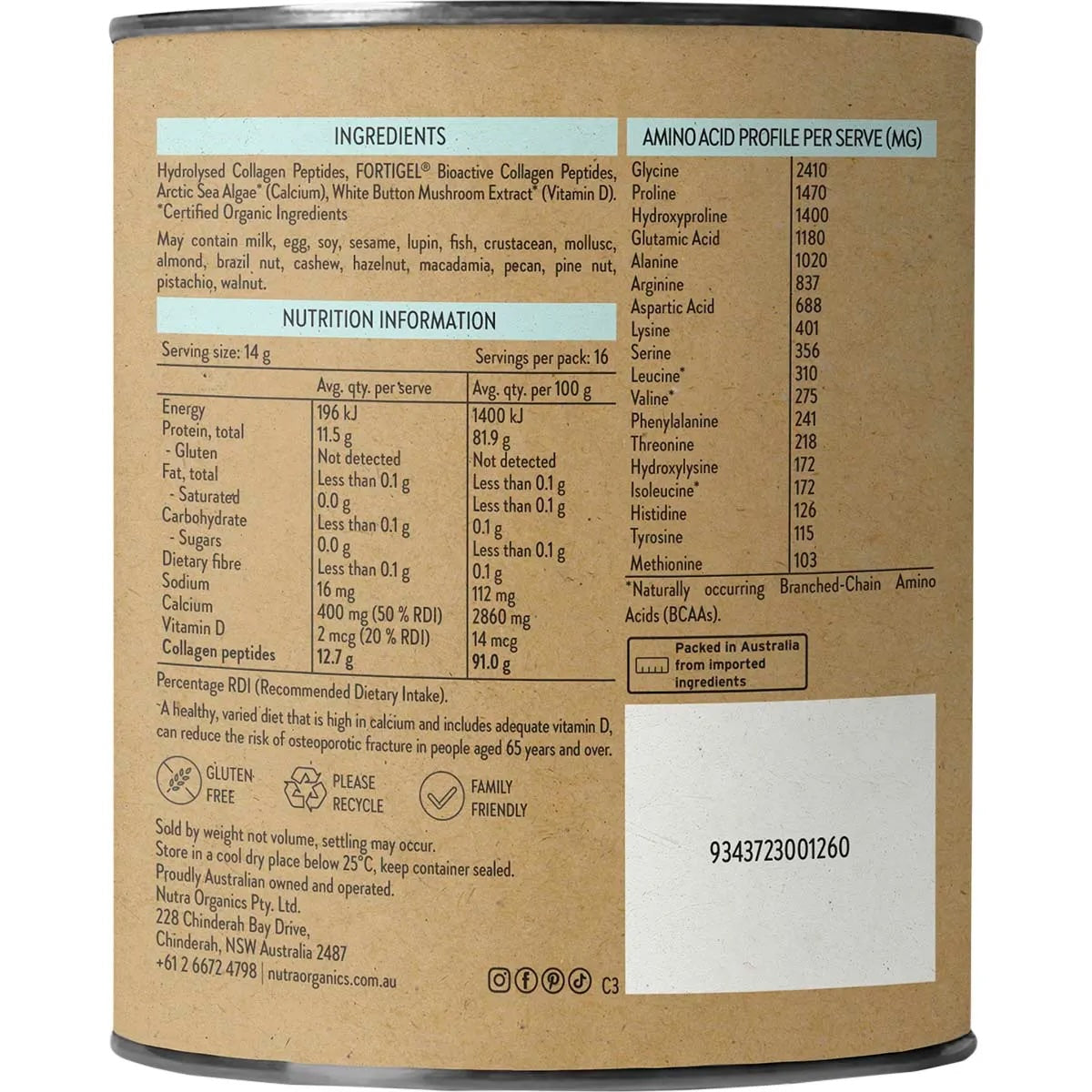 Nutra Organics - Collagen Joints + Bones 225g