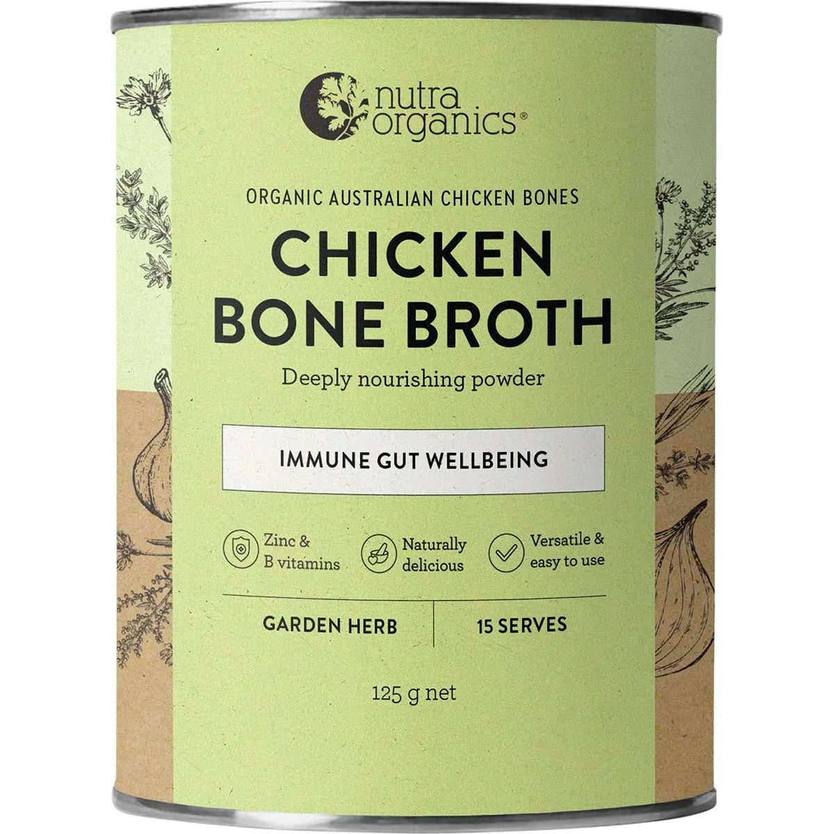 Nutra Organics - Chicken Bone Broth Garden Herb 125g