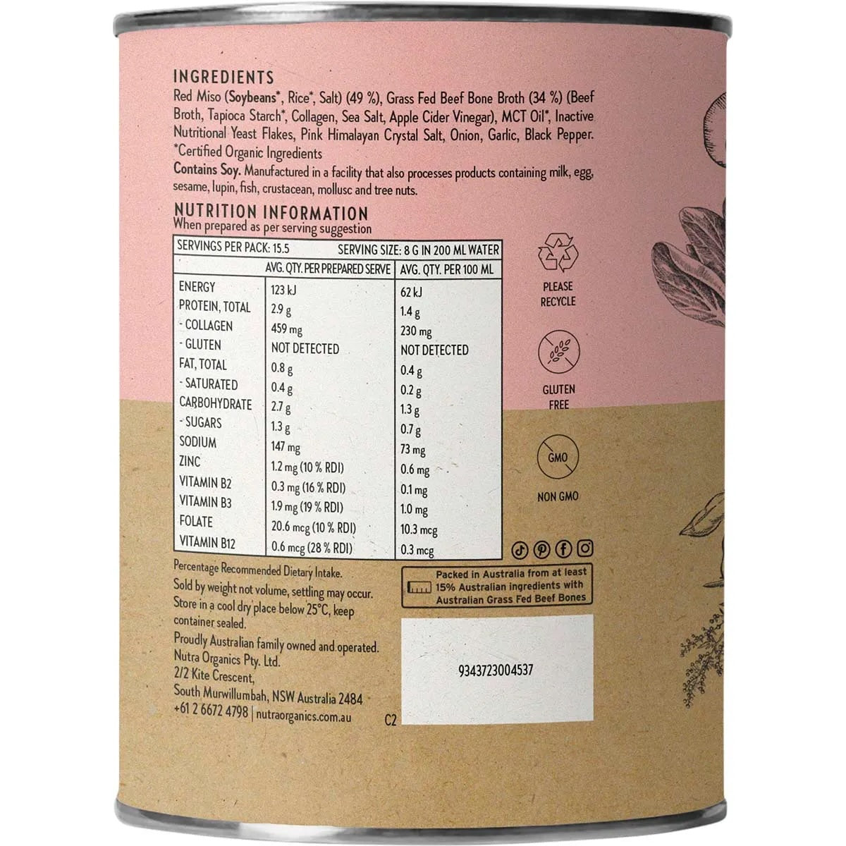 Nutra Organics - Beef Bone Broth Miso Ramen 125g