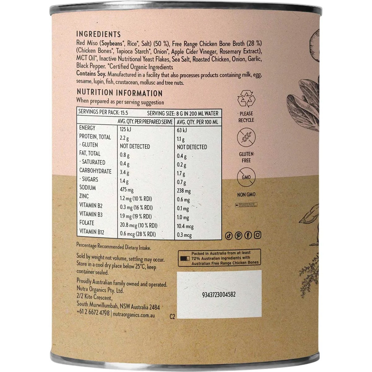 Nutra Organics - Chicken Bone Broth Miso Ramen 125g