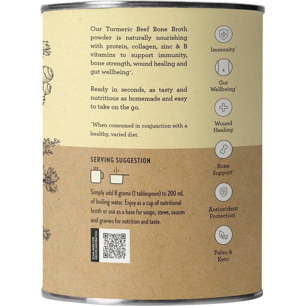 Nutra Organics - Beef Bone Broth Turmeric 125g