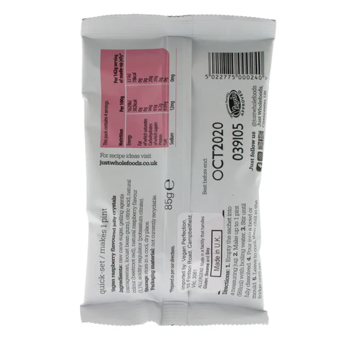 Just Wholefoods - Raspberry Jelly Crystals 85g