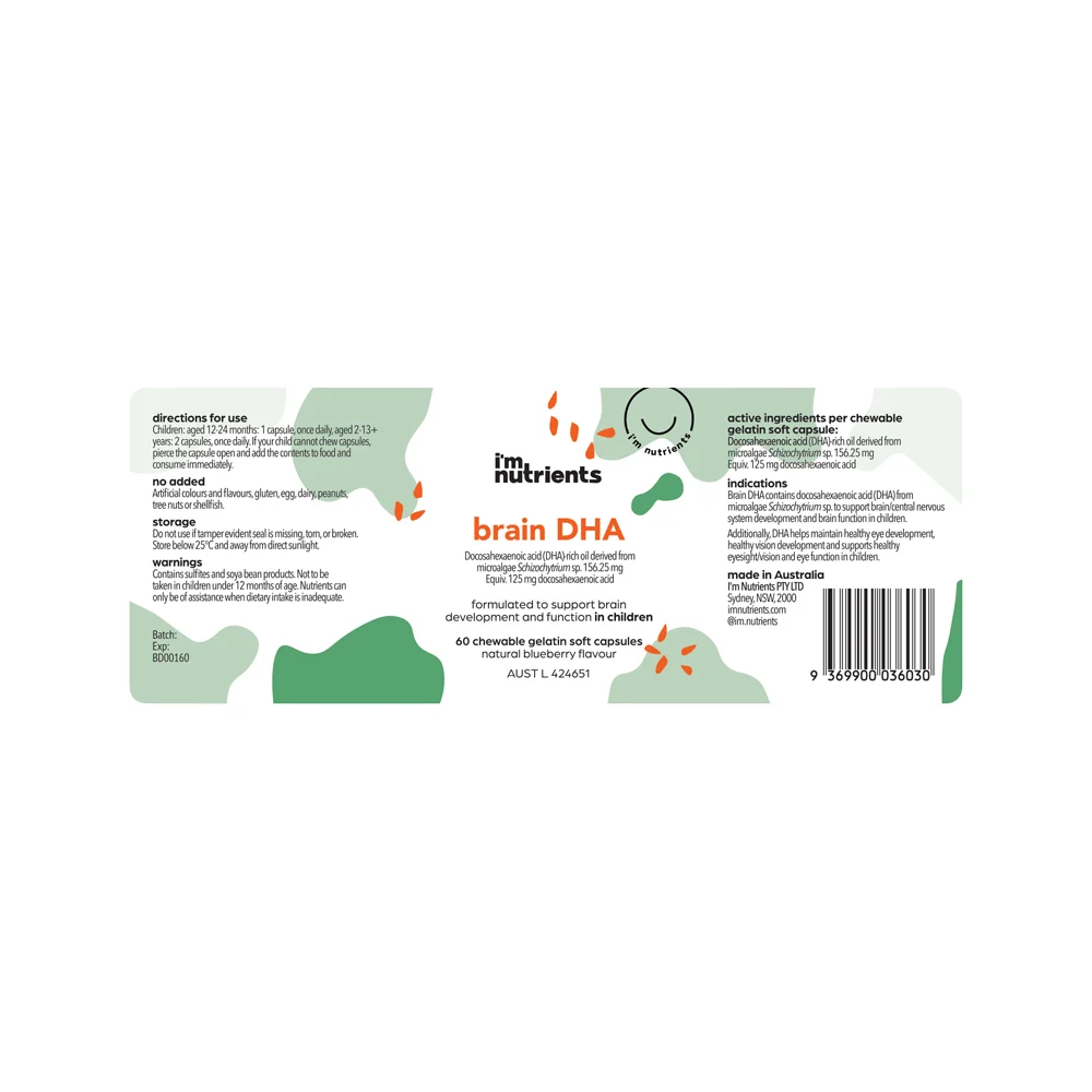 I'm Nutrients - Brain DHA Chewable (Blueberry) 60c