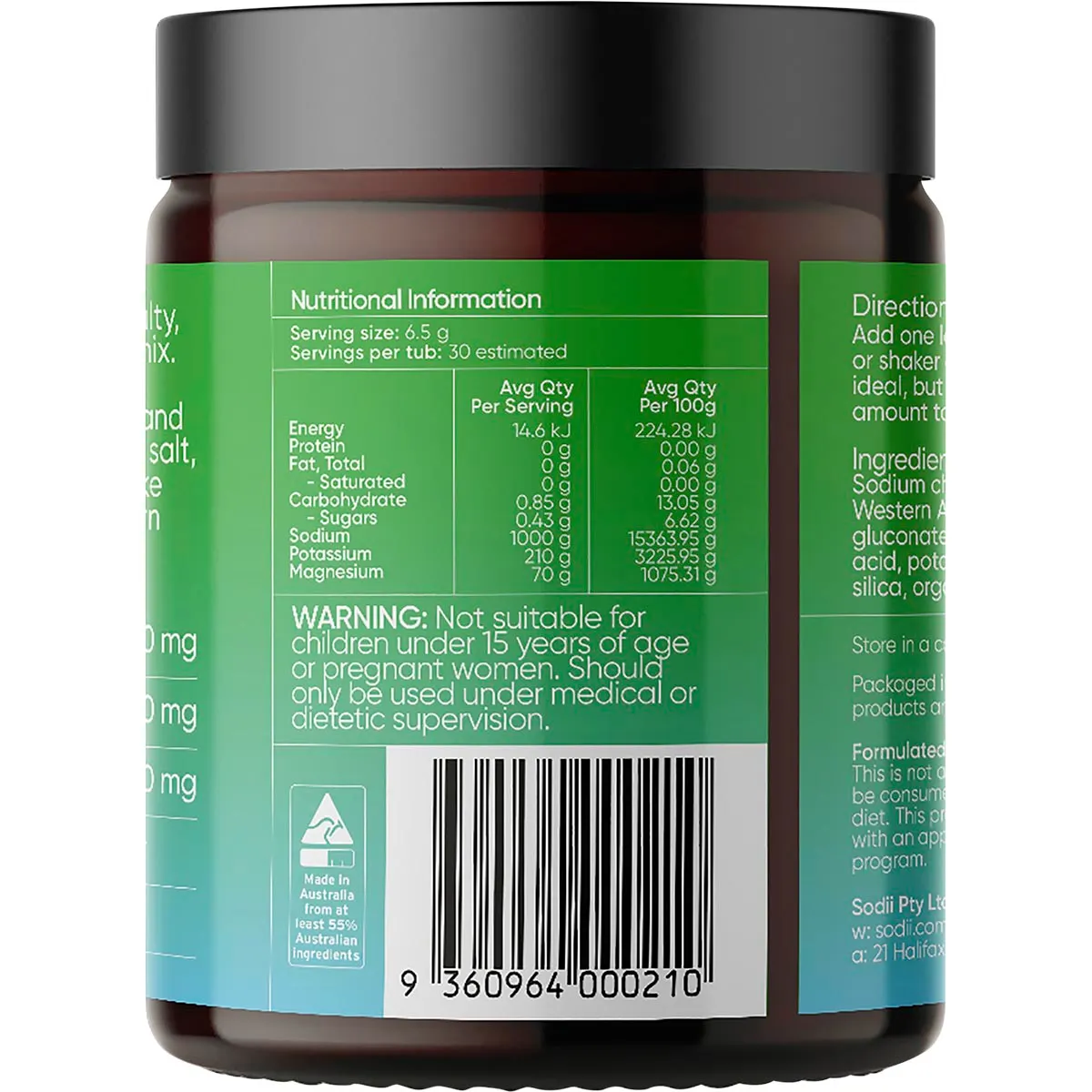 Sodii - Everyday Hydration Salts Salty Kiwi 185g