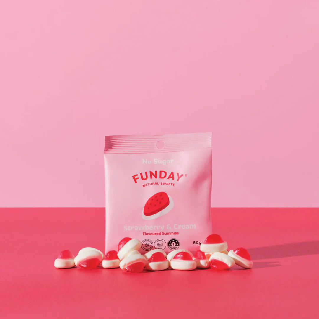 Funday Natural Sweets - Strawberry & Cream Gummies 50g