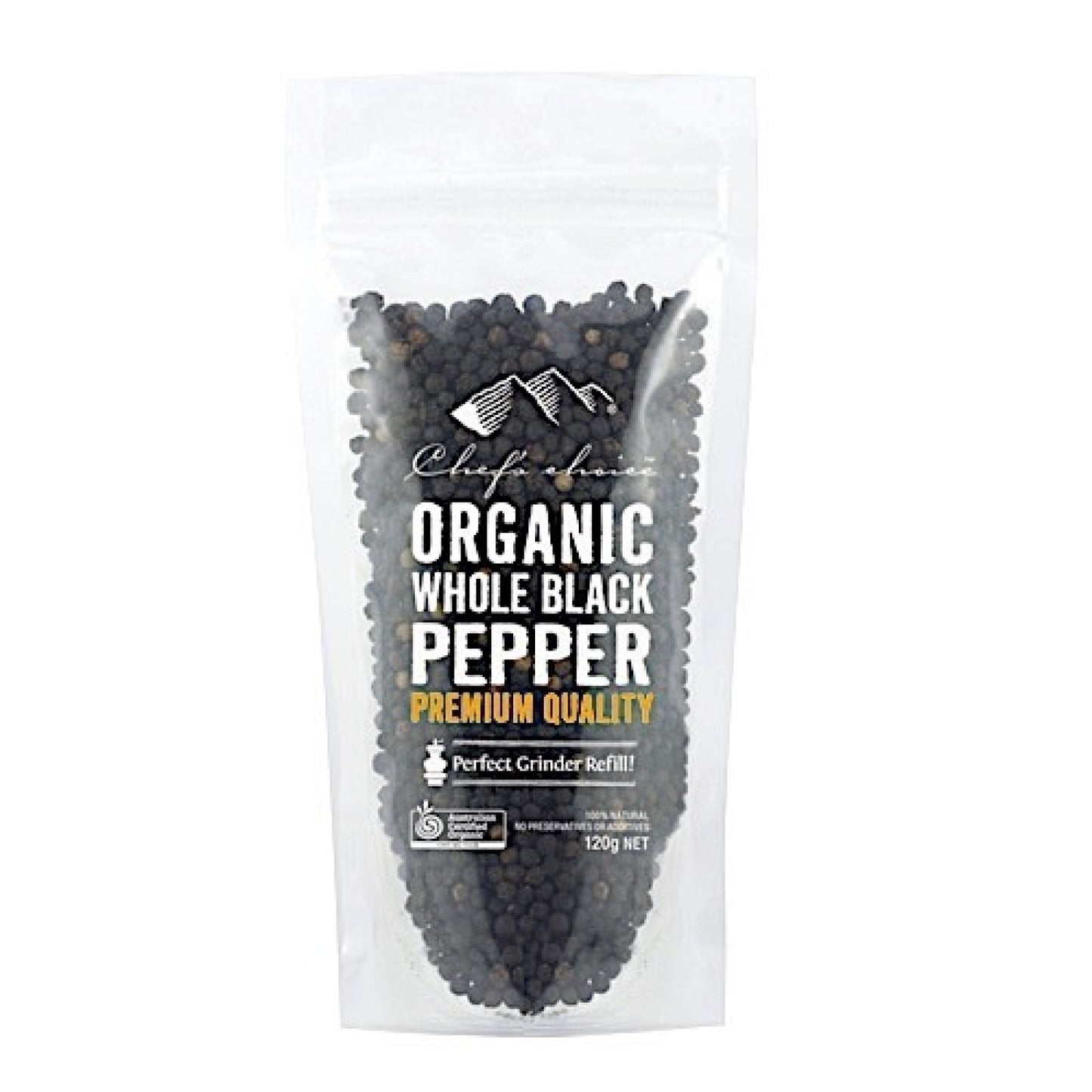 Chef's Choice - Organic Black Pepper Standing Pouch 120g