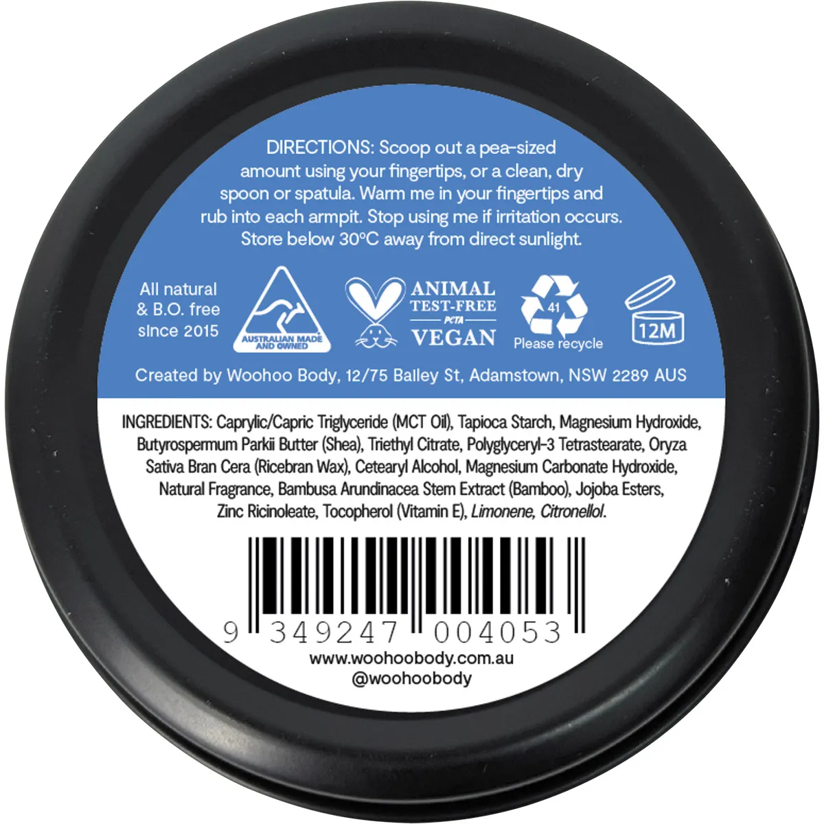 Woohoo Body - Deodorant Paste Tin Drift Extra Strength 60g