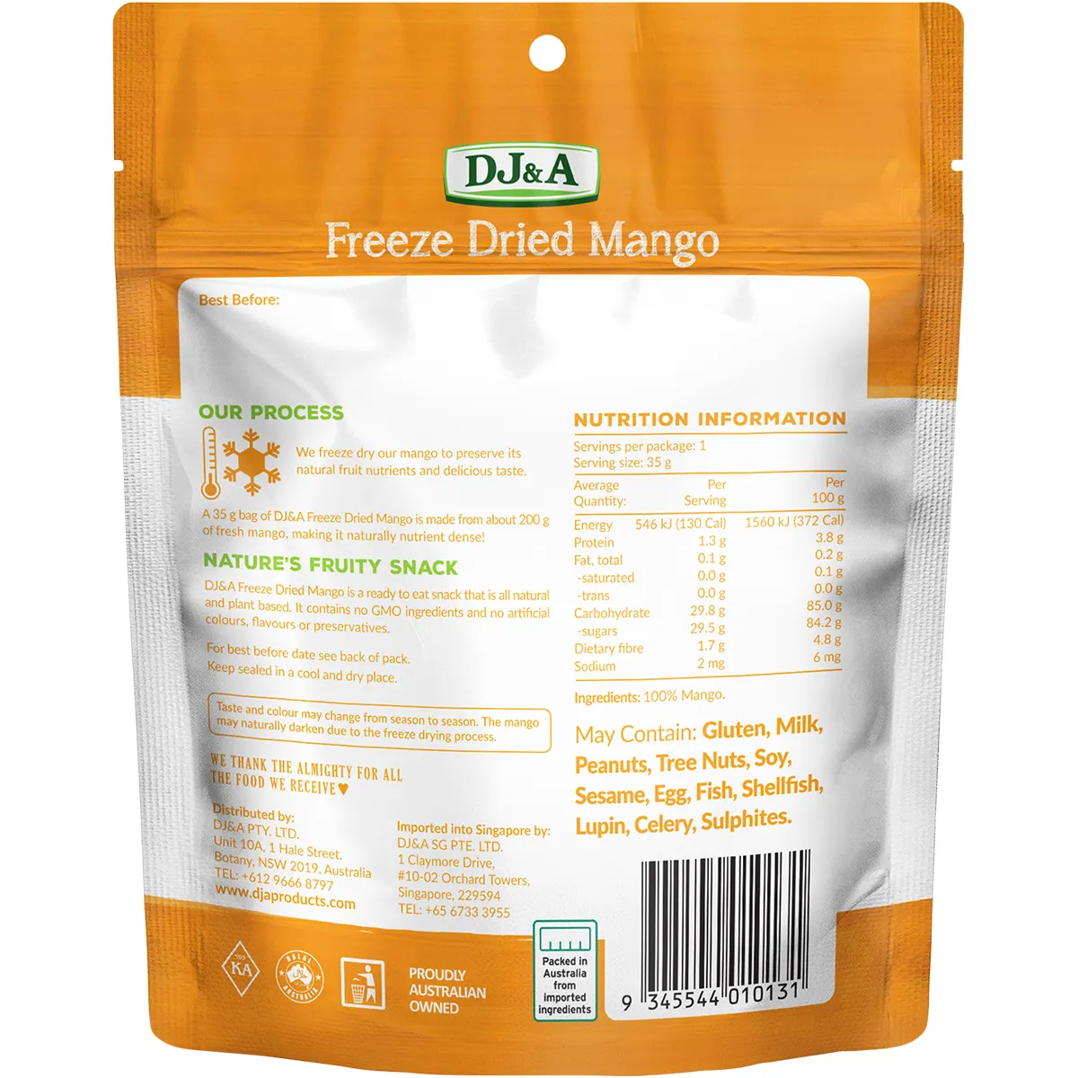 DJ&A - Freeze Dried Mango 35g