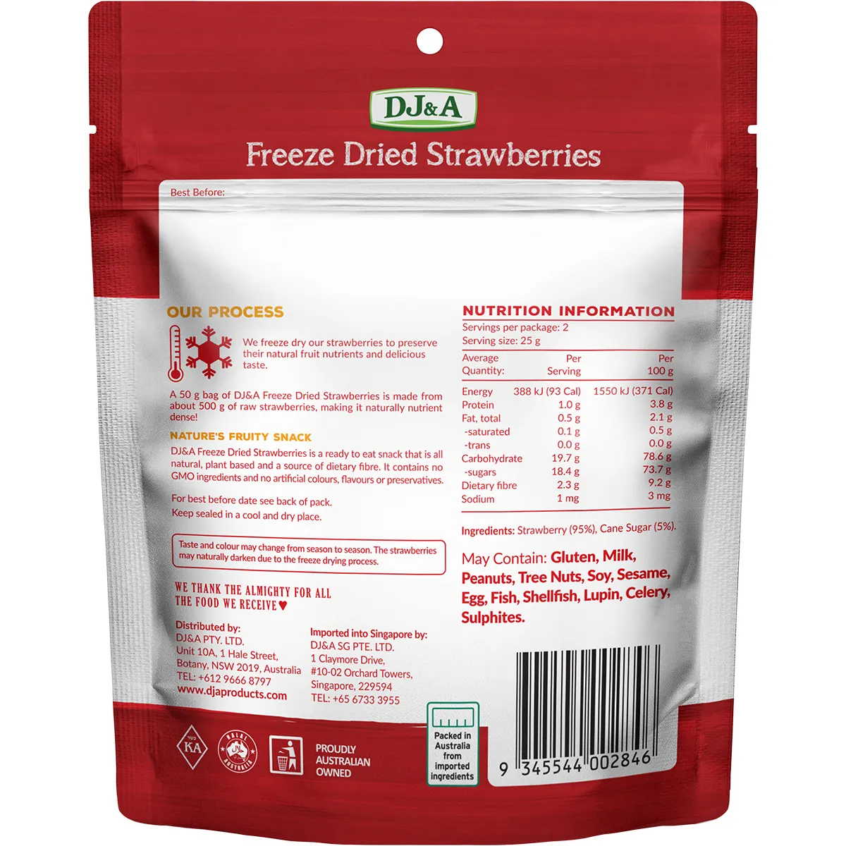 DJ&A - Freeze Dried Strawberries 50g