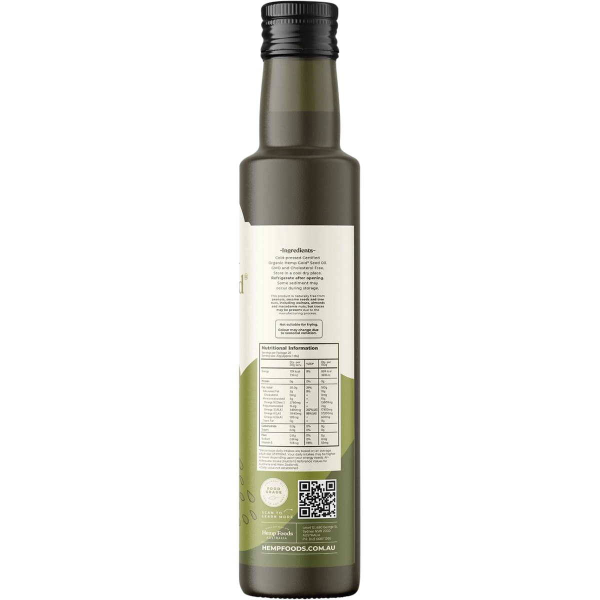 Hemp Foods Australia - Organic Hemp Gold Seed Oil 500ml