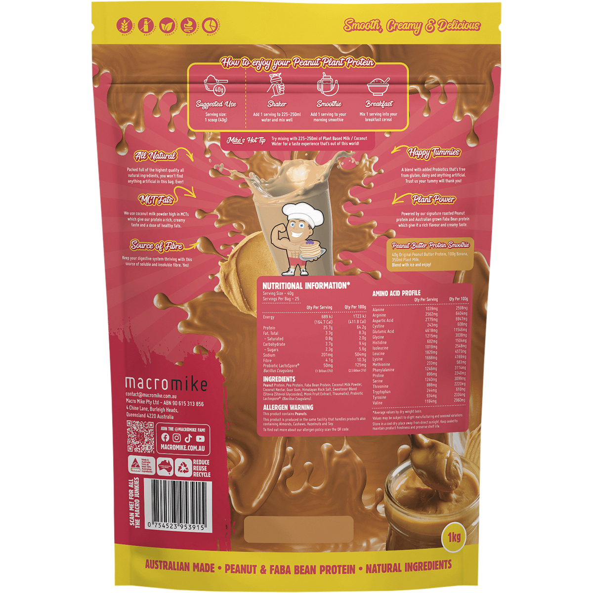 Macro Mike - Peanut Plant Protein Original Peanut Butter 1kg