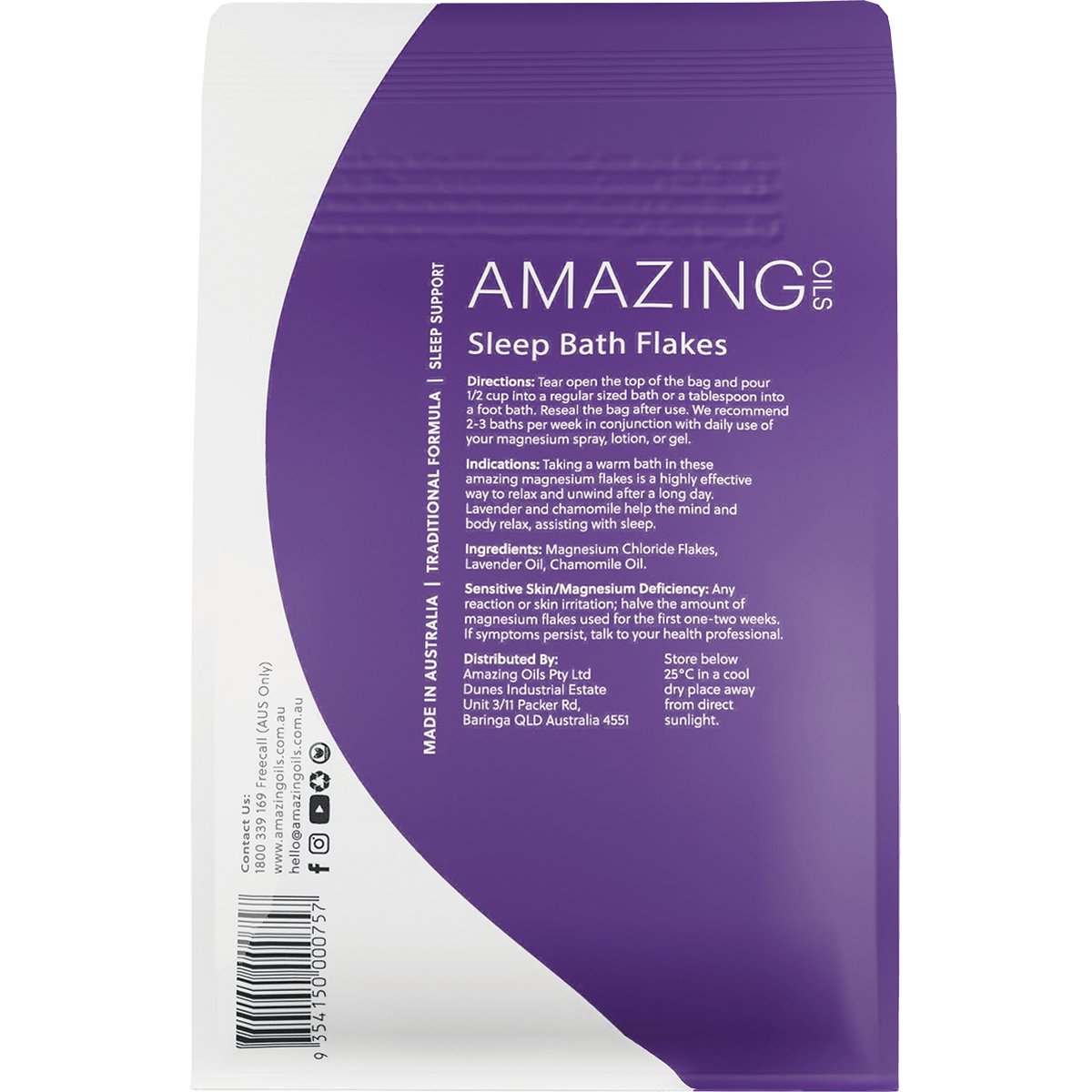 Amazing Oils - Magnesium Sleep Bath Flakes with Lavender & Chamomile 800g