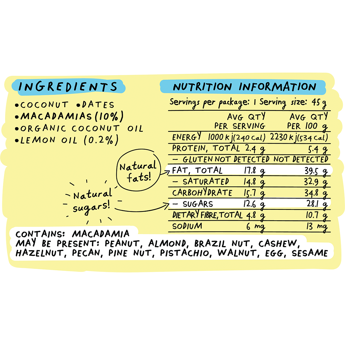 Blue Dinosaur - Lemon & Macadamia Snack Bar 45g