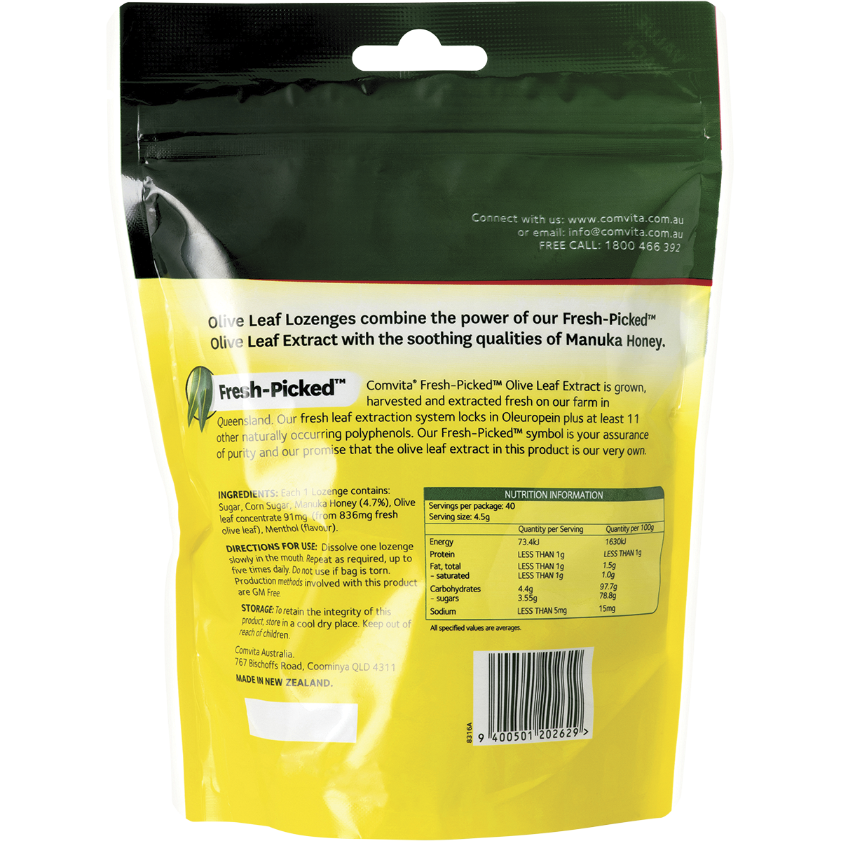 Comvita - Olive Leaf Extract Lozenges with Manuka Honey 40pk