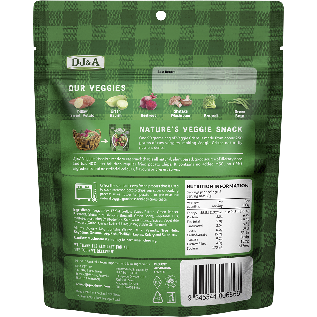 DJ&A - Veggie Crisps Original 90g