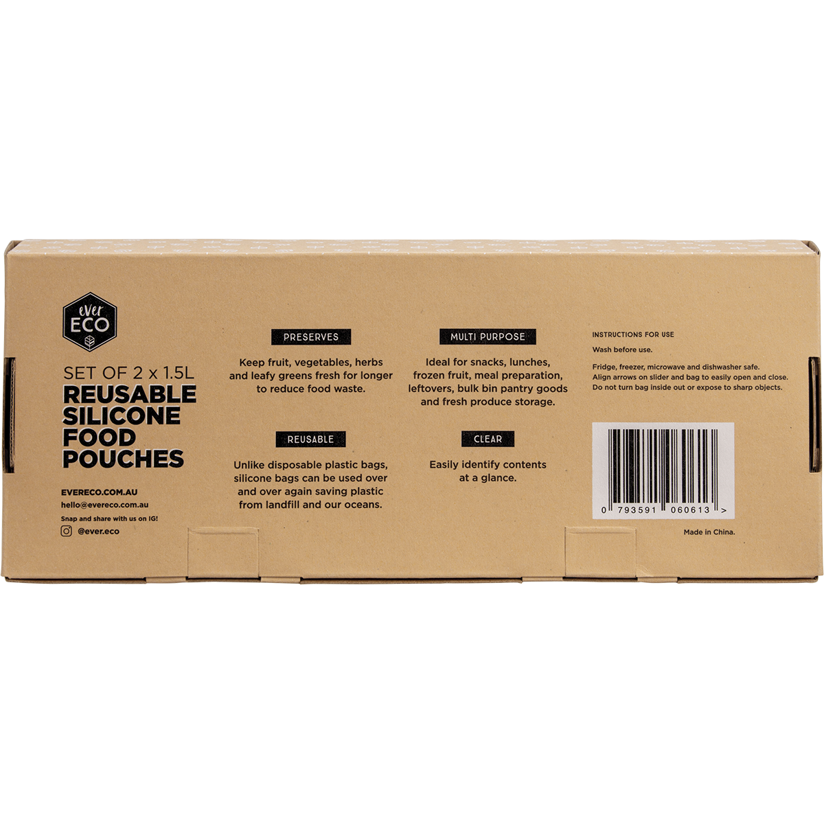 Ever Eco - Reusable Silicone Food Pouches 1.5L 2pk