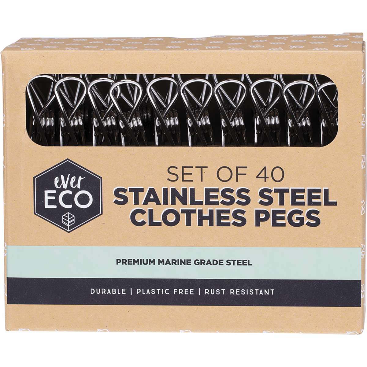 Ever Eco - Stainless Steel Clothes Pegs Premium Marine Grade 40pk