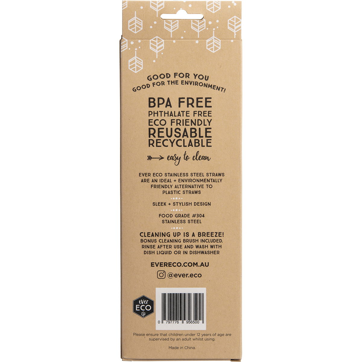 Ever Eco - Stainless Steel Straws Straight Smoothie 4pk