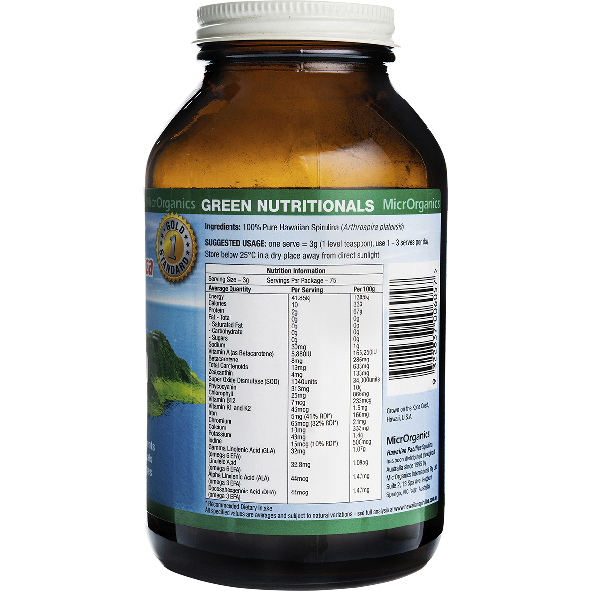 Green Nutritionals - Hawaiian Pacifica Spirulina Powder 225g
