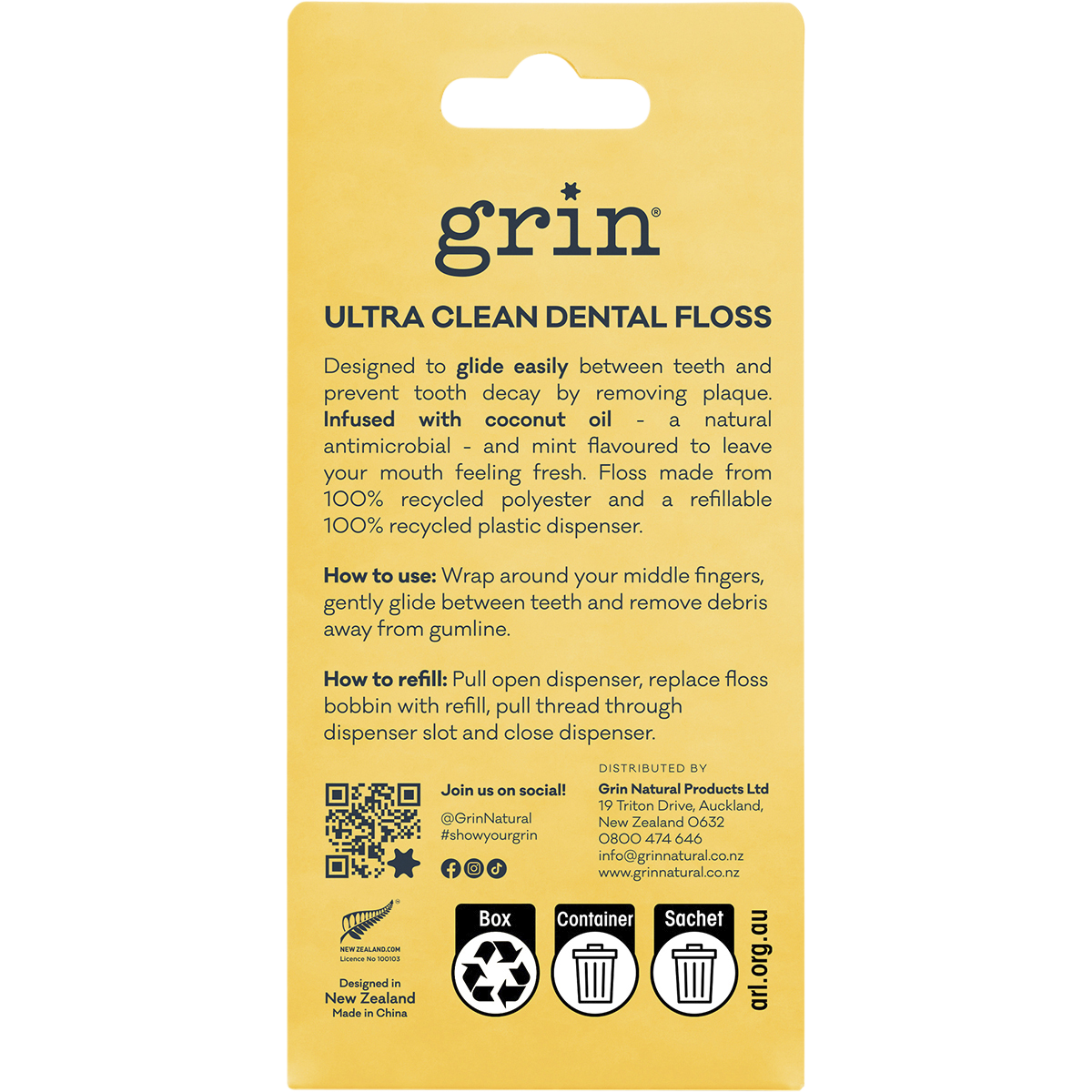 Grin - Ultra Clean Floss Coconut Oil Infused 30m + Refill 30m