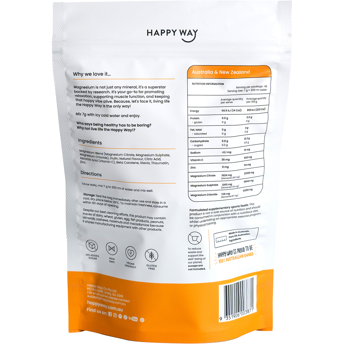 Happy Way - Magnesium Powder Orange 315g