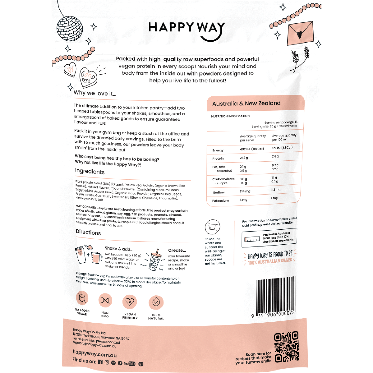 Happy Way - Vegan Protein Powder Vanilla 500g