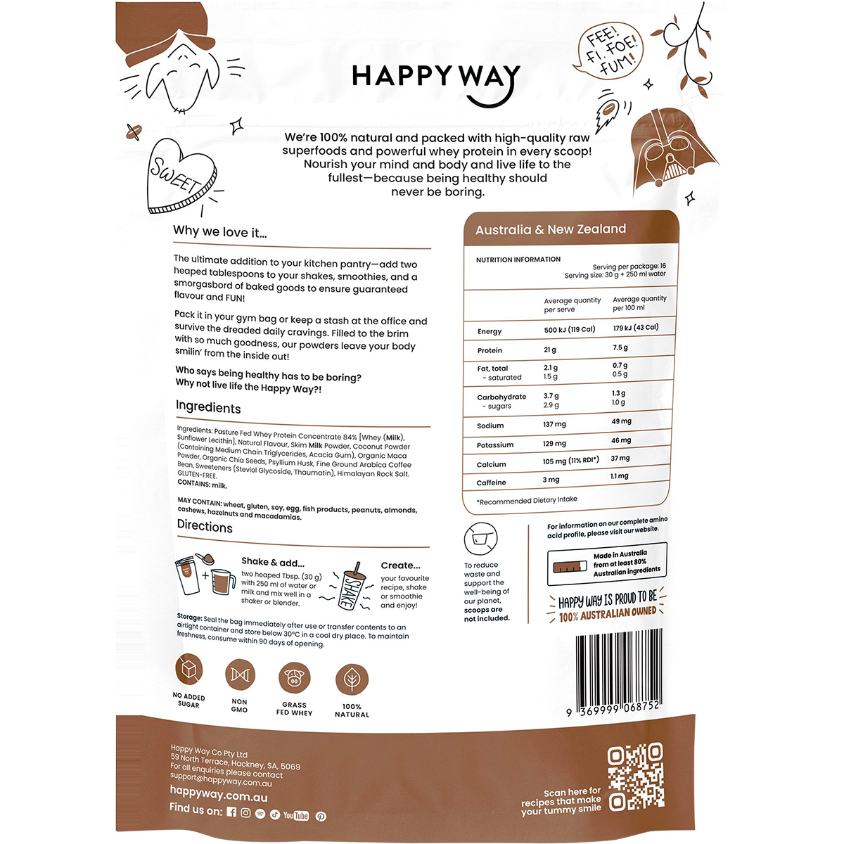 Happy Way - Whey Protein Powder Coffee 500g