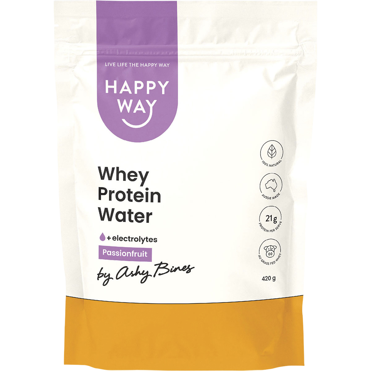 Happy Way - Ashy Bines Whey Protein Water Passionfruit 420g