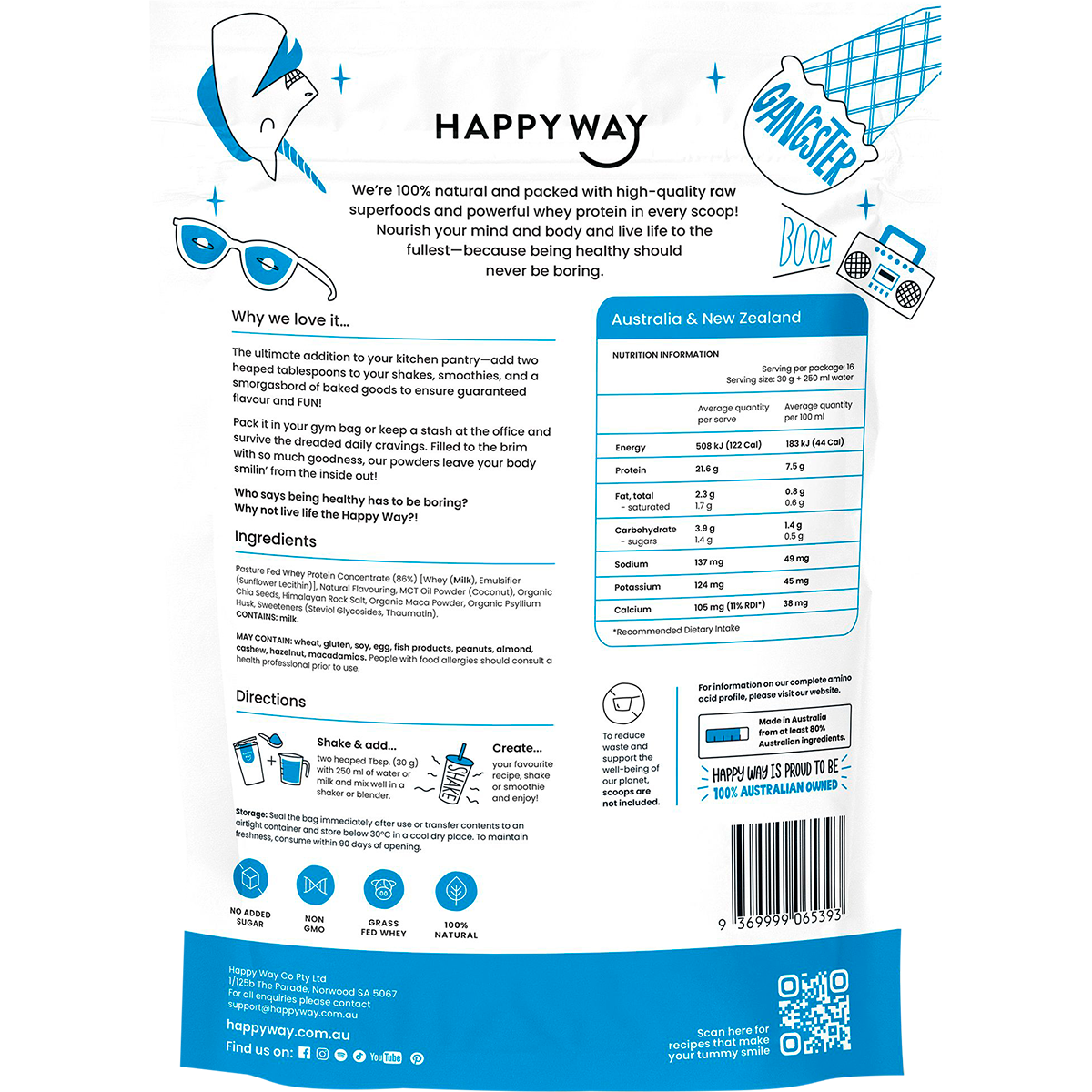Happy Way - Whey Protein Powder Vanilla 500g