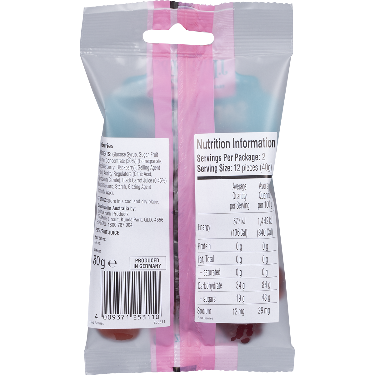 J. Luehders - Soft Vegan Candy Red Berries 80g